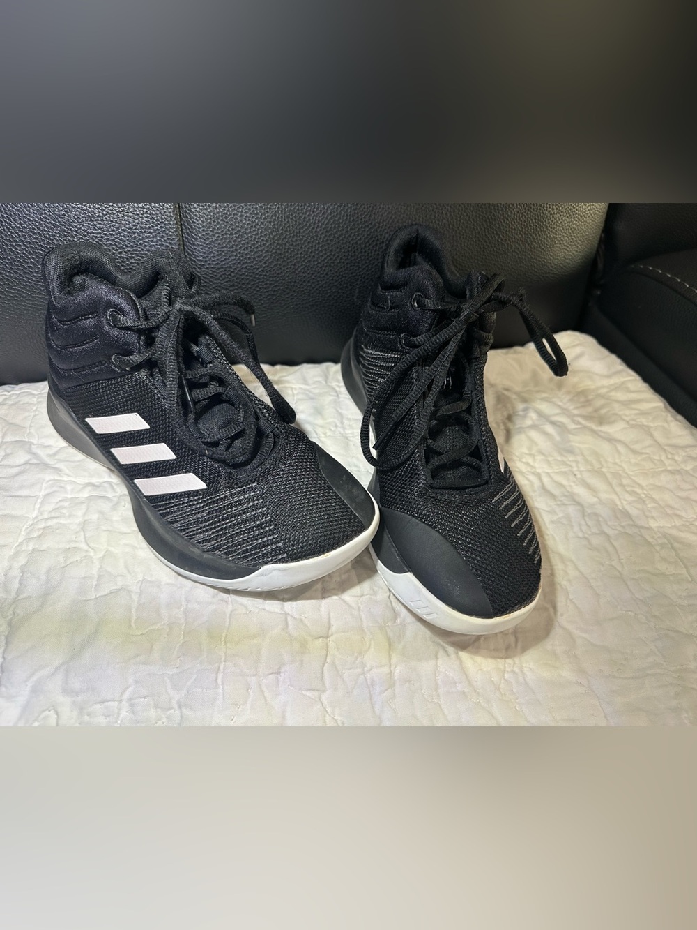 adidas Kids Black and White High-Top Sneakers